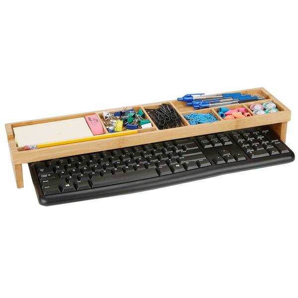 Mind Reader BMUKEYB-BRN Keyboard Desk Organizer Office Organizer Work Station Bamboo Brown Space Saver