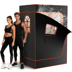 2 Person Sauna Box with 2 Steamers and 2 Folding Chairs, 71 in. X 49 in. Heated Insulation Saunas Tent with 3 Windows
