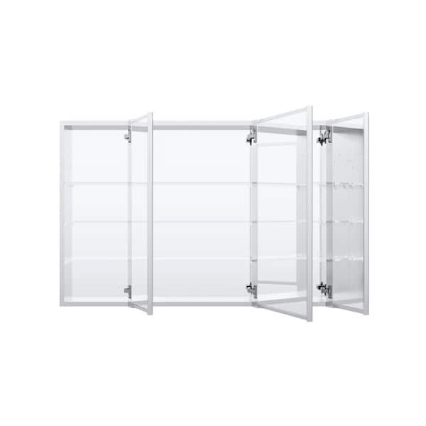 ROSA 44 in. W x 30 in. H Rectangular Recessed/Surface Mount Aluminum Medicine Cabinet with Mirror, Reversible Door