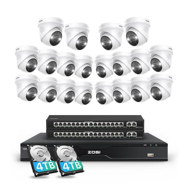 4K UHD 32-Channel 8TB POE NVR Home Security Camera System with 20 Wired 8MP Outdoor Bullet IP Surveillance Cameras