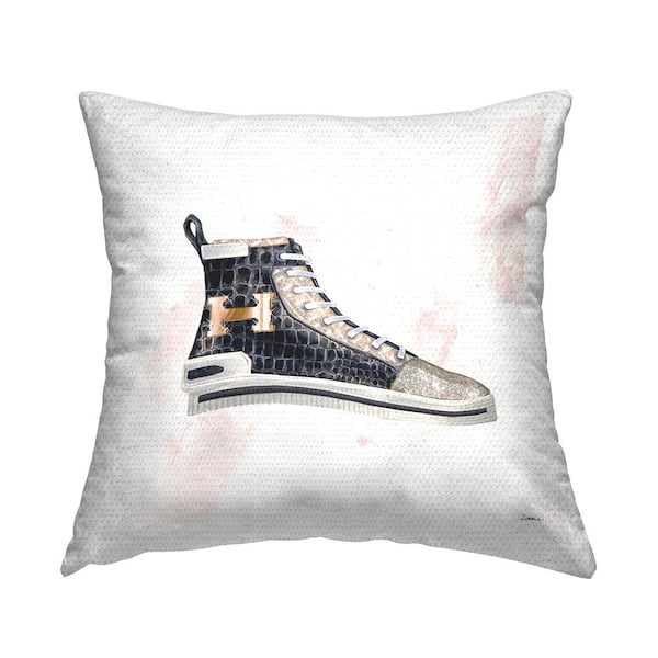 Stupell Industries Glam Snake Embossed Sneaker Illustration Fashion Forward Printed Pillow Multi-Color Square Outdoor Throw Pillow