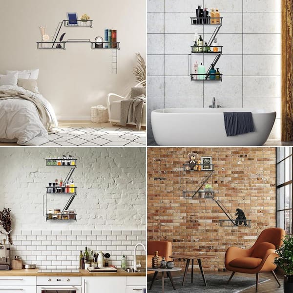 11.5 in. W x 4 in. D Black Metal Floating Shelf Decorative Wall Shelf