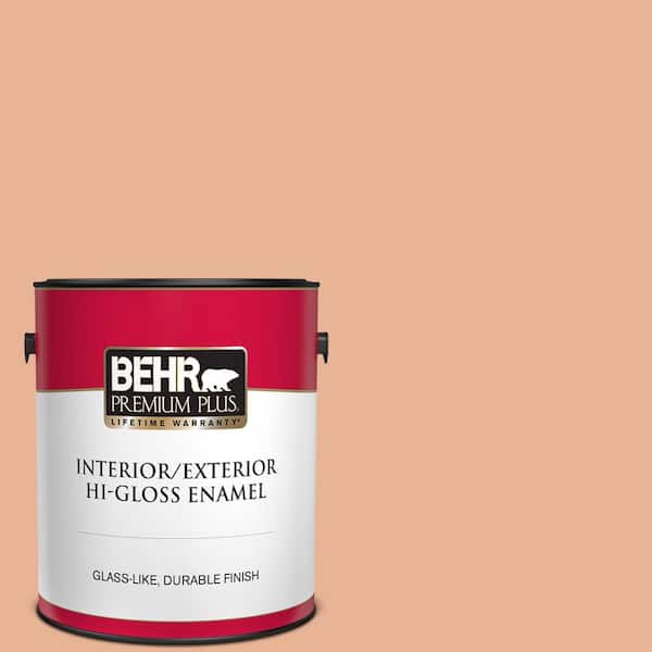 BEHR PREMIUM PLUS 1 gal. #M210-4 Peach Shortcake Hi-Gloss Enamel Interior/Exterior Paint
