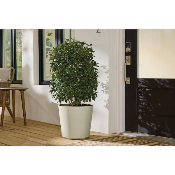 16 in. Kyra Large Cottage Stone Resin Planter (16 in. D x 14.2 in. H) with Attached Saucer