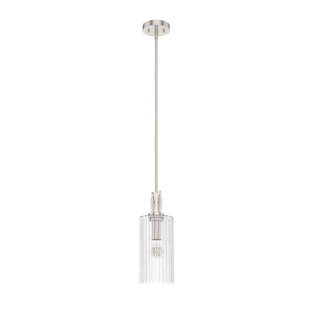 Gatz Brushed Nickel Clear Fluted Mini Pendant Light