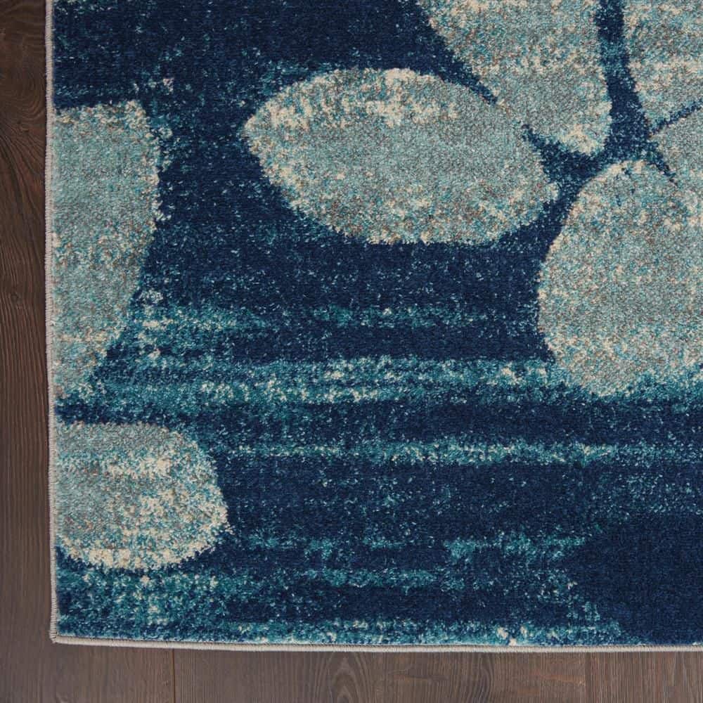 Navy and Light Blue Floral Synthetic 4' x 6' Area Rug