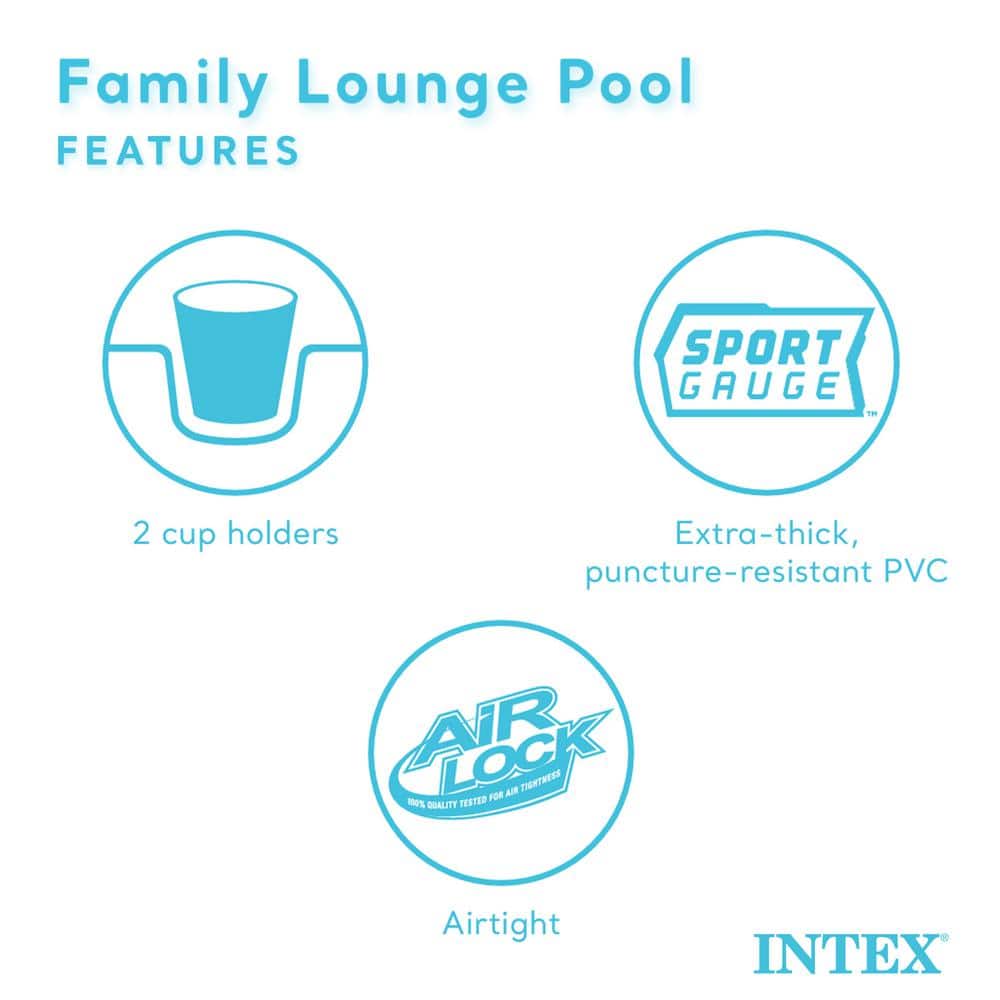 Intex Blue Inflatable Round Family Pool with Bench and Cover