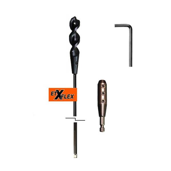 X Flex Dirt Auger Bit and Extension Kit (3-Piece), 3/4-in by 72-in Bit and 1/4-in Hex Adapter