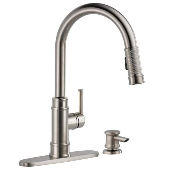 Delta Allentown Single-Handle Pull-Down Sprayer Kitchen Faucet with Soap in SpotShield Stainless
