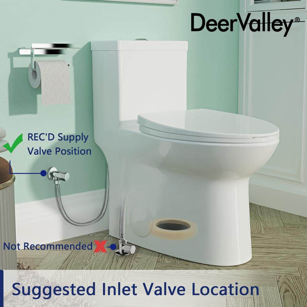 White Ceramic Dual Flush Elongated One-Piece Toilet