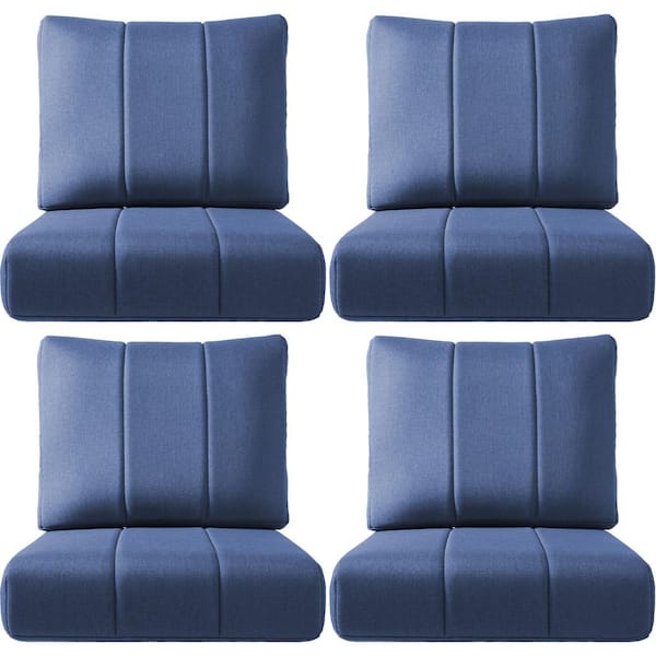 Ivora 24 in. W x 24 in. D x 6 in. T 8-Piece Water & Fade Resistant Outdoor Lounge Chair Replacement Cushion Set in Blue