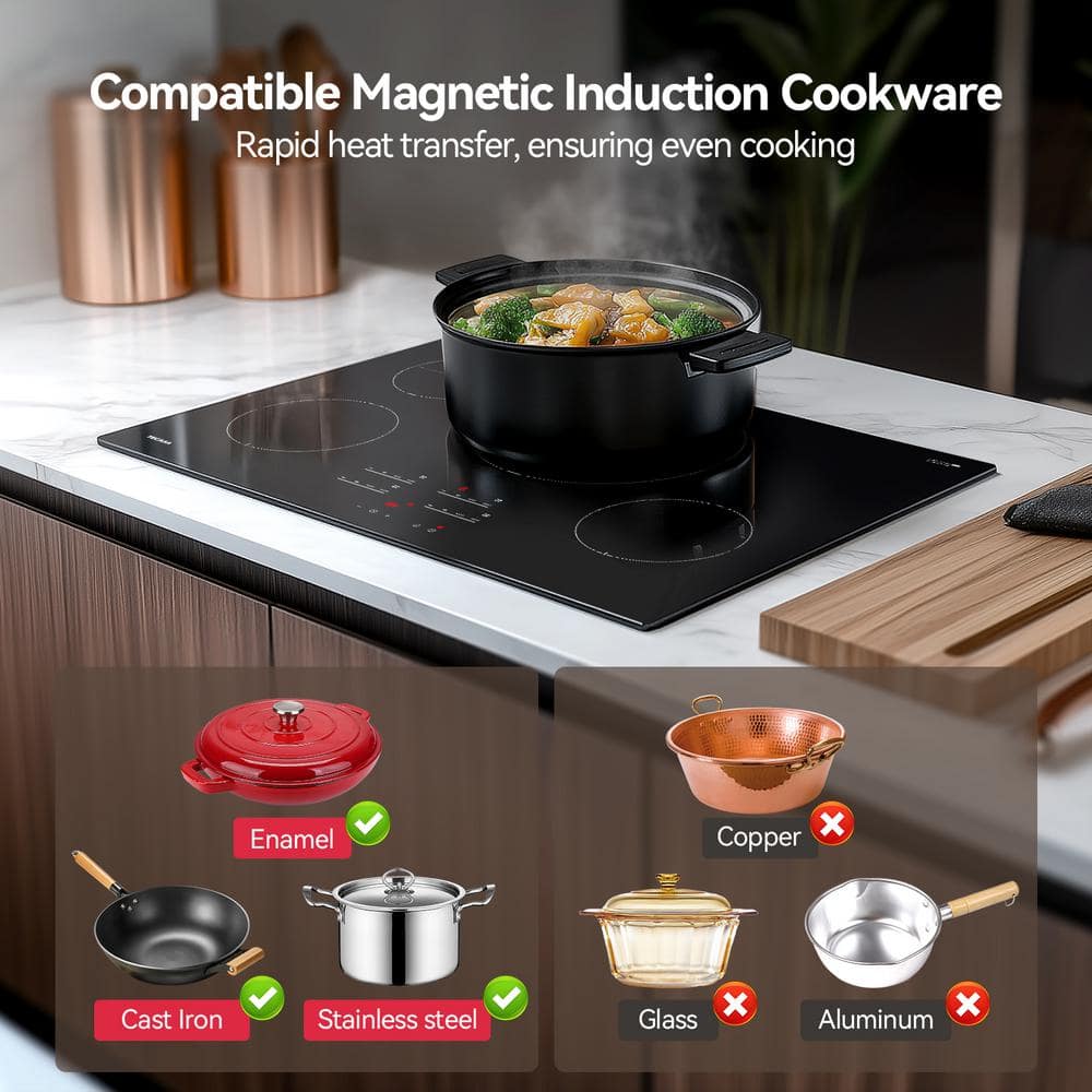 30 Inch Black Ceramic Induction Cooktop with Touch Control