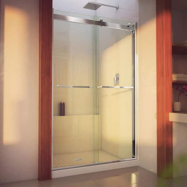 DreamLine Essence-H 44 to 48 in. x 76 in. Semi-Frameless Bypass Sliding Shower Door in Chrome with Clear Glass