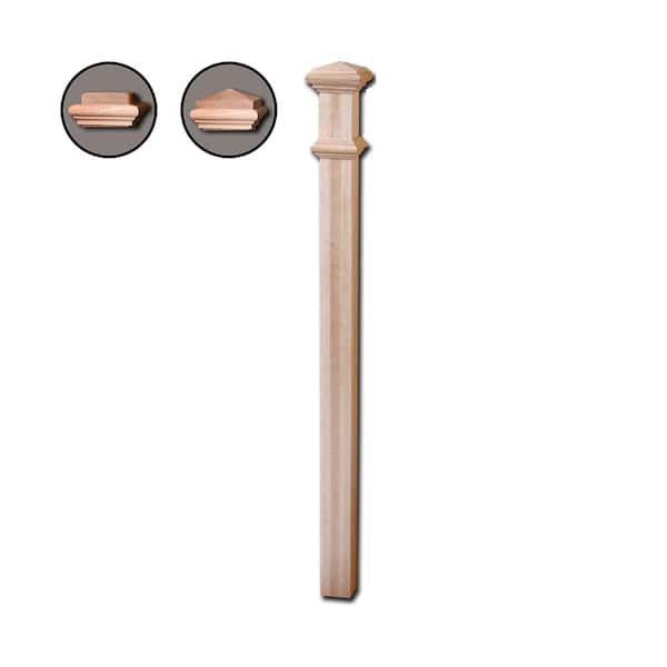 56 in. x 3-1/4 in. Red Oak Contemporary Style Wood Box Newel Post