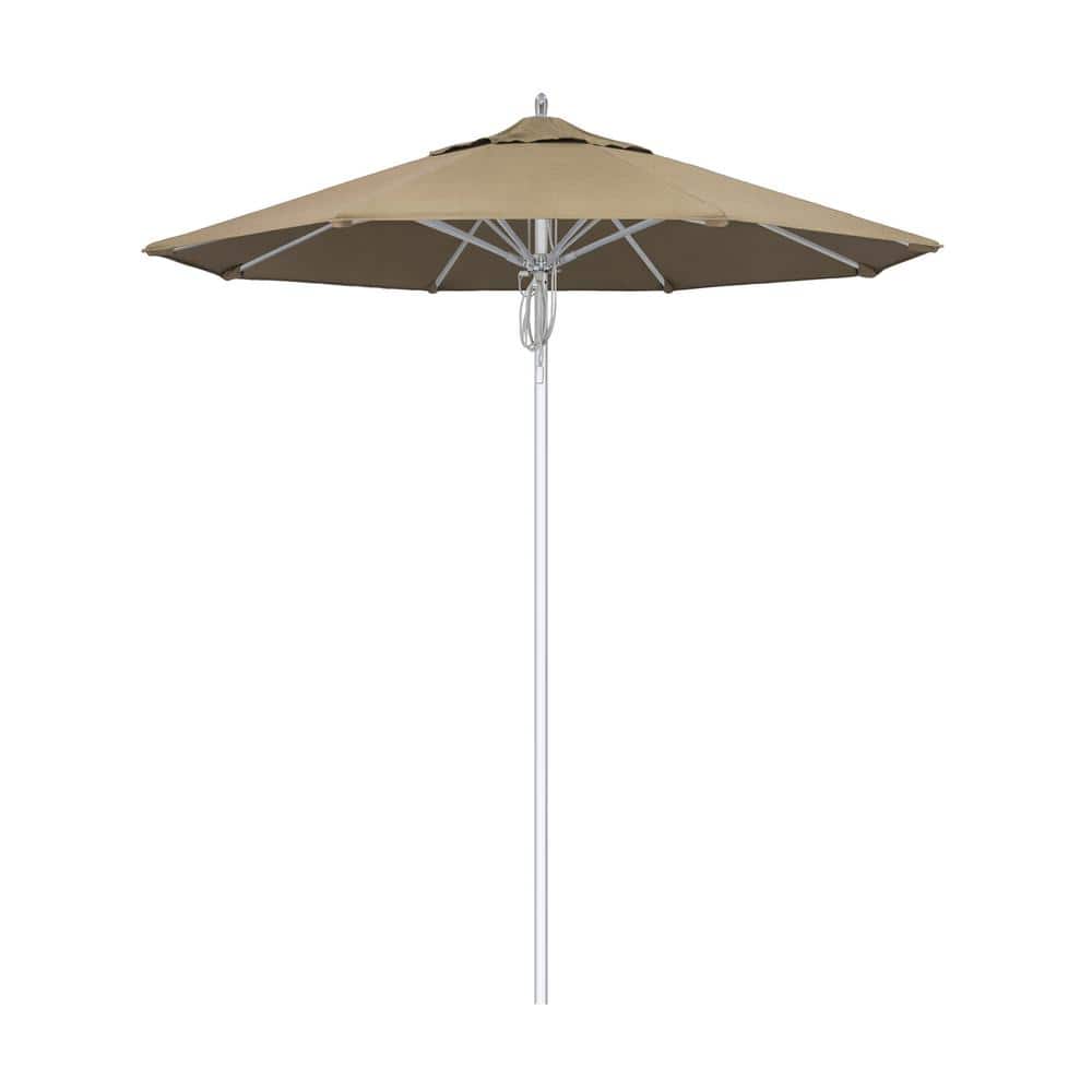 7.5 ft. Silver Aluminum Commercial Market Patio Umbrella Fiberglass Ribs and Pulley Lift in Heather Beige Sunbrella price history on PriceWatchPro