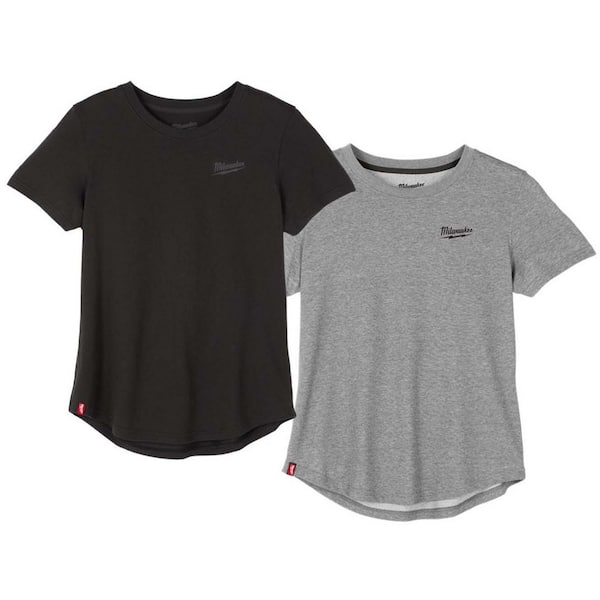 Women's Small Black & Gray FREEFLEX Short Sleeve Hybrid Work T-Shirt (2-Pack)