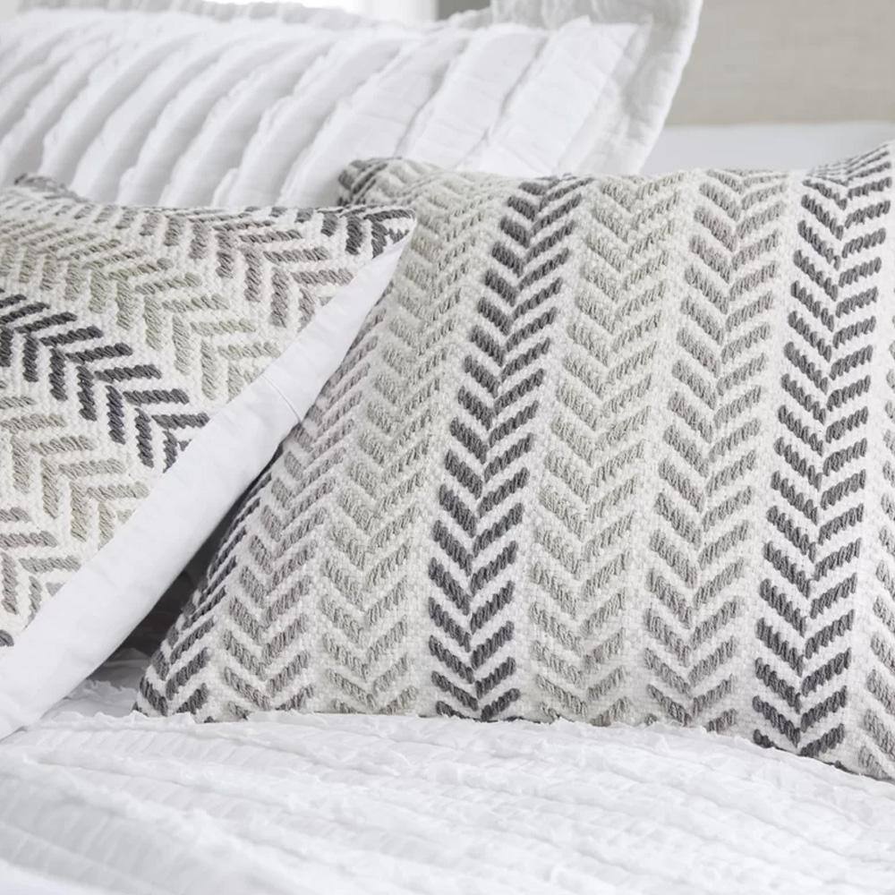 Gray Chevron Cotton Square Throw Pillow 18" x 18"