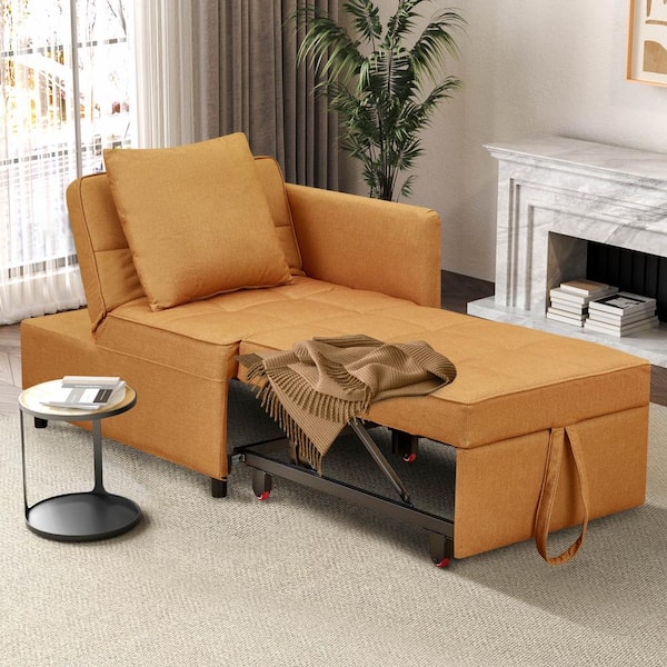 Unbranded 4 in 1 71 in. Yellow Fabric Twin Size Sofa Bed with Pullout Sleeper Convertible Folding Lounge Chair