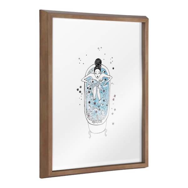 Kate and Laurel Blake "Girl in a Bath" by Viola Kreczmer Framed Glass Art Print 20 in. x 16 in.