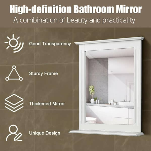 Design House Concord 24-in W x 31-in H White Rectangular Framed Bathroom Vanity Mirror