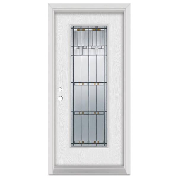 Stanley Doors 32 in. x 80 in. Architectural Right-Hand Patina Finished Fiberglass Oak Woodgrain Prehung Front Door