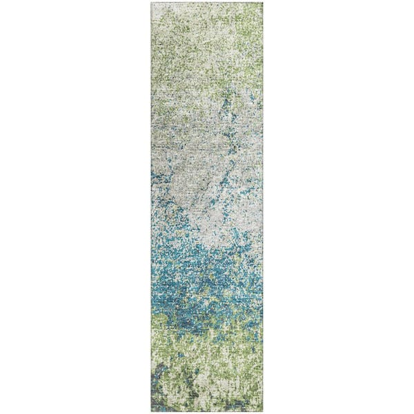 Addison Rugs Rylee Green 2 ft. 3 in. x 7 ft. 6 in. Geometric Indoor/Outdoor Area Rug