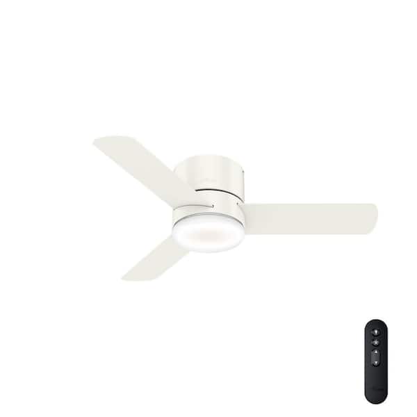 Hunter Minimus 44 in. Low Profile Integrated LED Indoor Fresh White Ceiling Fan with Light Kit and Remote