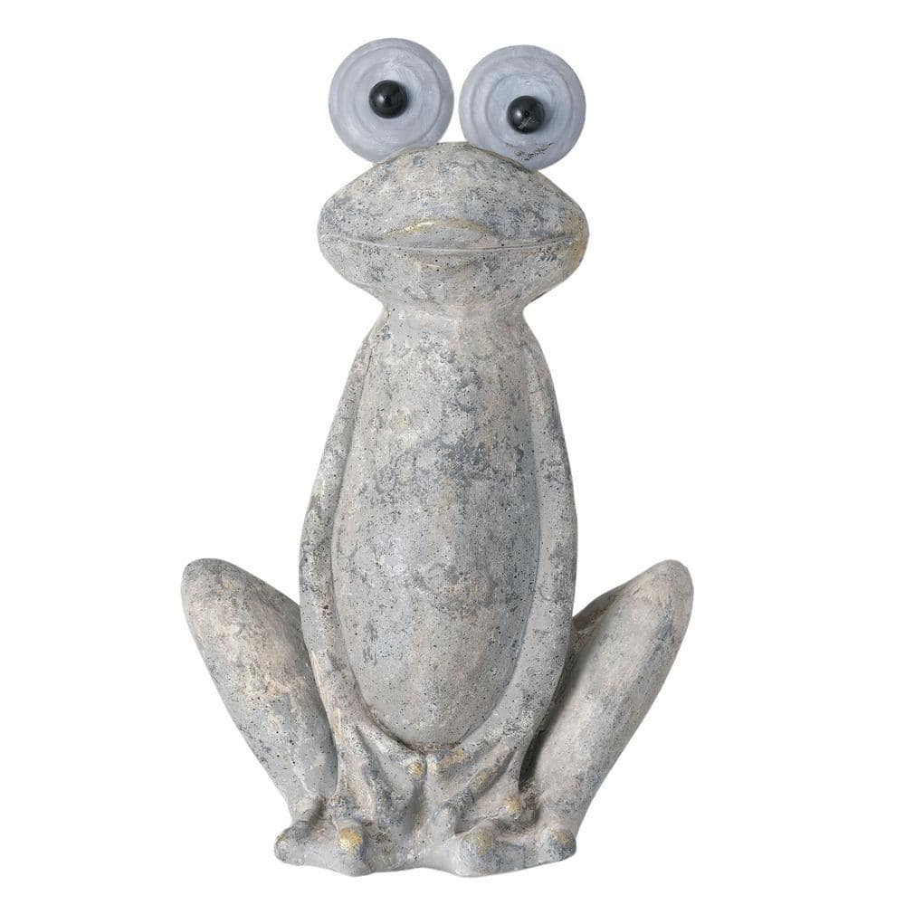 Gray Resin Big-Eyed Frog Garden Statue 20.5"