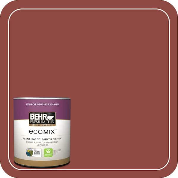 1 qt. #PPH-72 Rusty Red Eggshell Enamel EcoMix Plant-Based Interior Paint & Primer