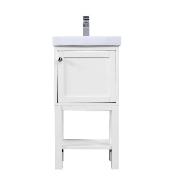 Unbranded Simply Living 17.5 in. W x 13.63 in. D x 34.25 in. H Bath Vanity in White with White Resin Top