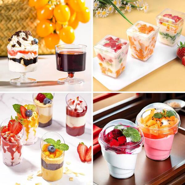 Numhew 380 Piece Disposable Food Grade Plastic Dessert Cup Set