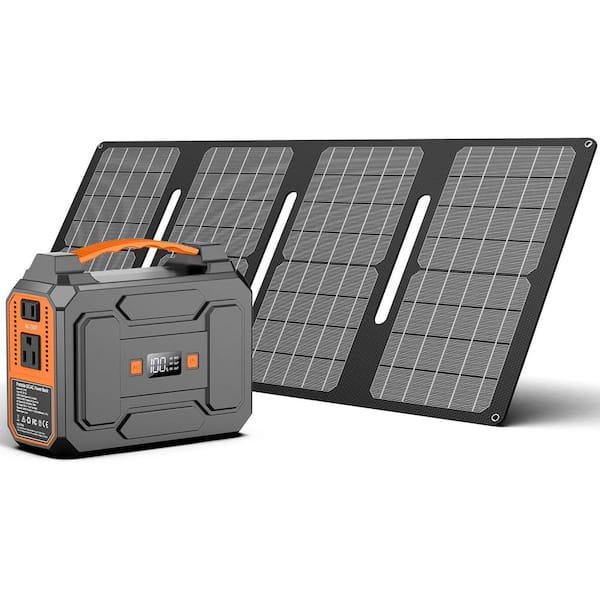 Portable Solar Generator Power Station 200W Peak 100W Rated with 40W Solar Panels Included for Home Camping Adventure
