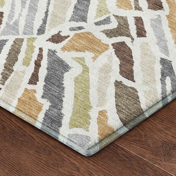 Mayfield Premium Machine Washable Abstract AMF2514 Ivory 10 ft. x 14 ft. Area Rug