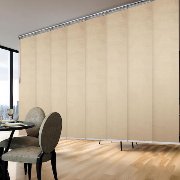 EMOH Linen 130 in. to 175 in. W x 94 in. L Adjustable 8- Panel Satin Nickel Double Rail Panel Track with 23.5 in. Slates