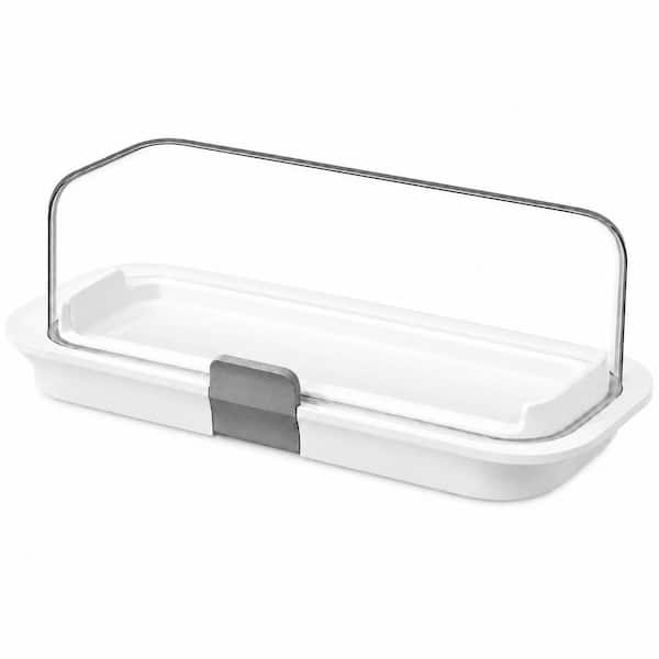 White Polypropylene Airtight Butter Dish with Lid for Countertop and Refrigerator Door Shelf, Microwave Safe
