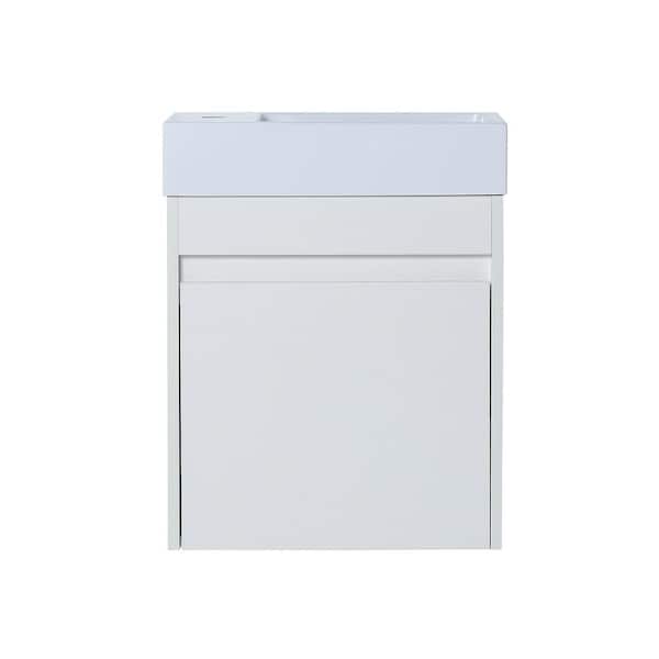 taholi 18.11 in. x 10.23 in. x 22.83 in. Small Bathroom Vanity and Top with Sink in White