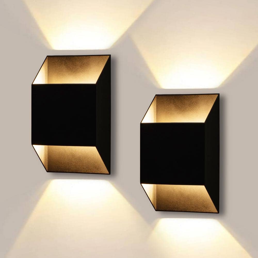 C Cattleya 8 in. H 2-Light Matte Black LED Outdoor Hardwired Wall