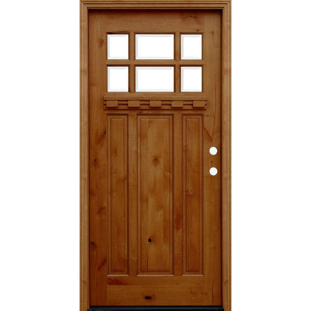 Pacific Entries 36 in. x 80 in. Craftsman Rustic 6 Lite Stained