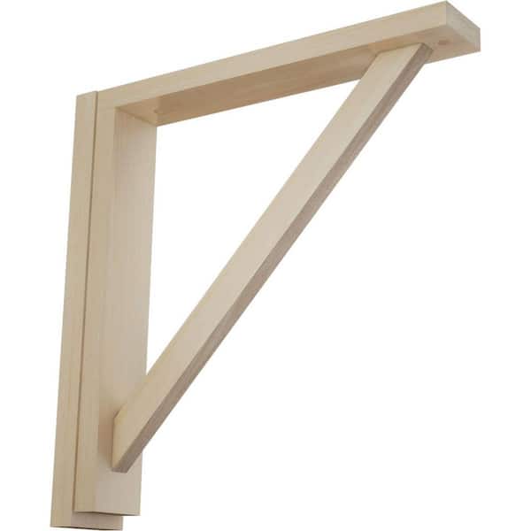 Ekena Millwork 2-1/2 in. x 14-3/4 in. x 14-1/4 in. Rubberwood Traditional Shelf Bracket