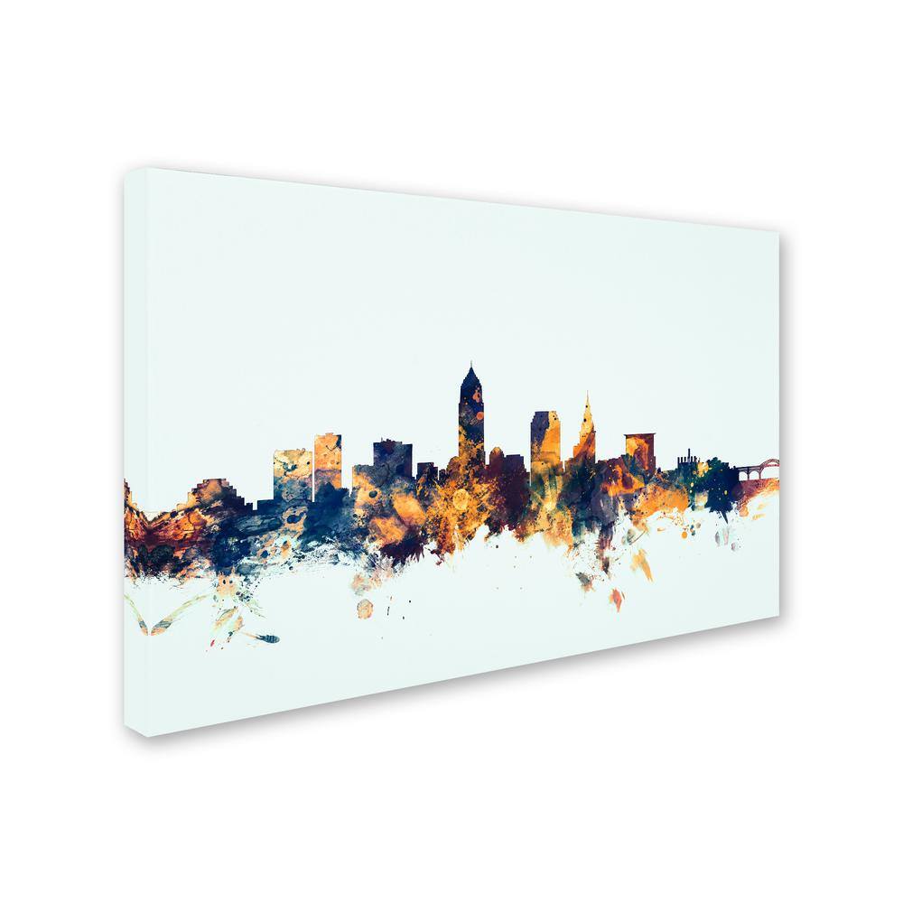 Cleveland Ohio Skyline Blue Abstract Canvas Print