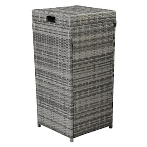 24 Gal. Gray Outdoor Trash Can with Attached Lid
