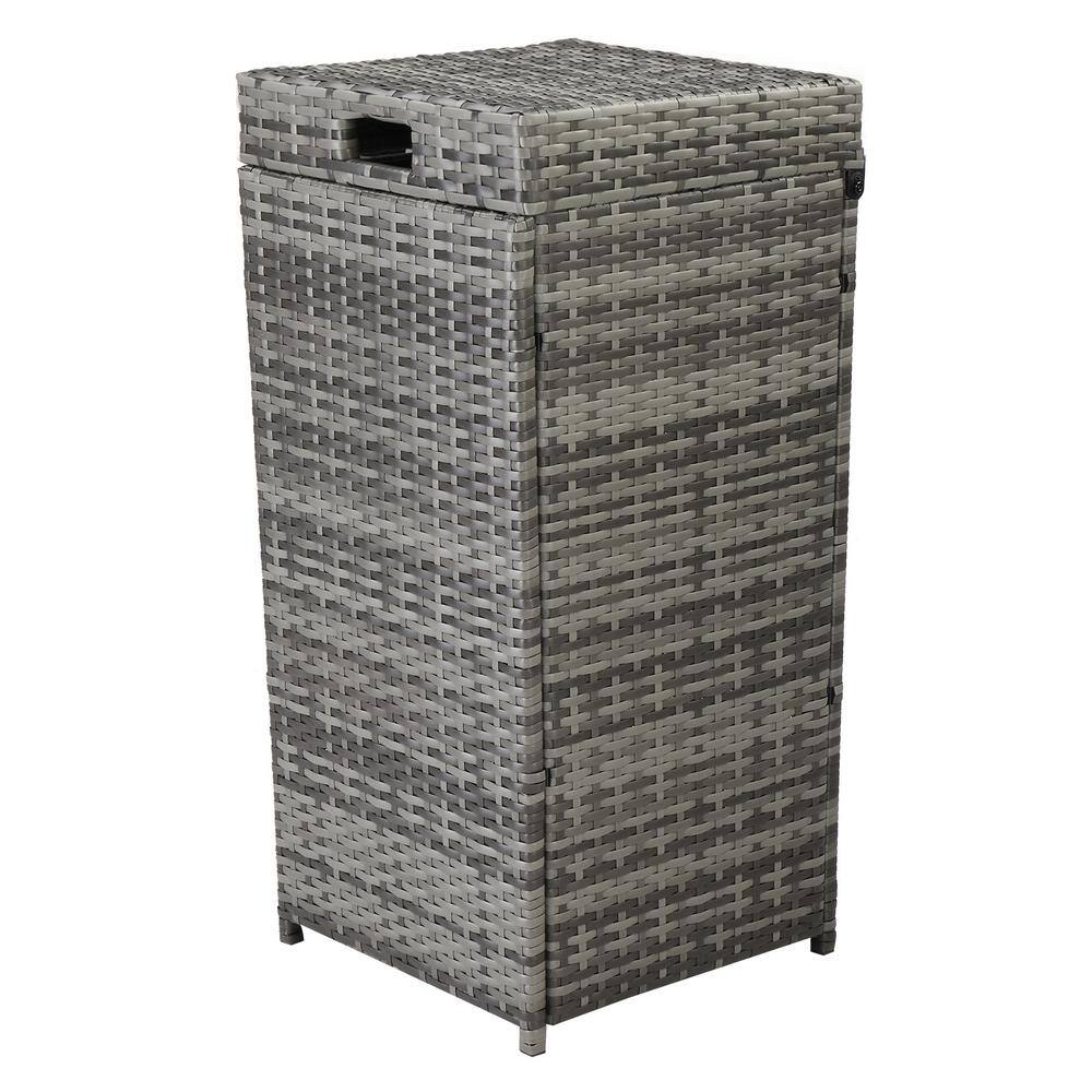 Winado 24 Gal. Gray Outdoor Trash Can with Attached Lid 450752052381 The Home Depot