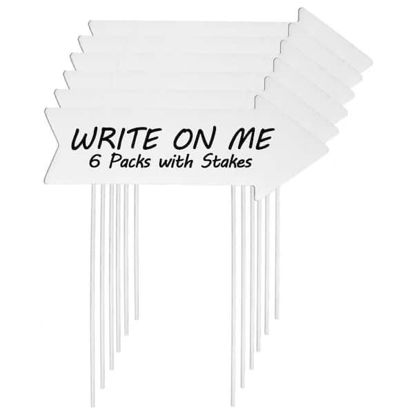 6 Pack Arrow Shape Corrugated Plastic Double-Sided Yard Signs with Stakes for Outdoor Directional Use
