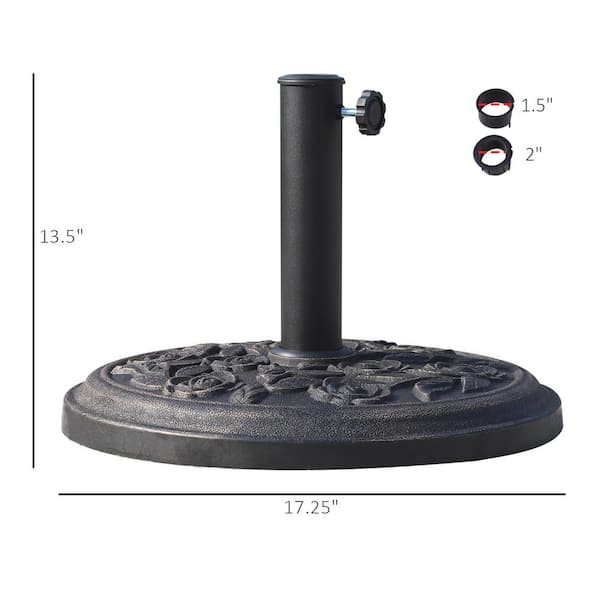 25 lbs round patio umbrella base 17 in. 25 lbs. Round Patio Umbrella Base in Bronze, Stand Market Parasol  Holder with Beautiful Pattern UUW2225141425