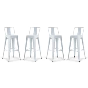 Rayne 17 in. White Low Back 30 in. Metal Bar Stool (Set of 4)