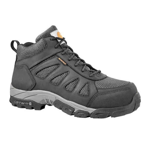 Carhartt Men's 010.5W Black Leather and Black Nylon Waterproof Nano Safety Toe 4 in. Lightweight Work Hiker