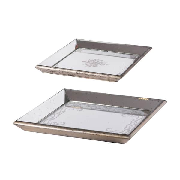 Benjara Champagne Decorative Tray Set of 2