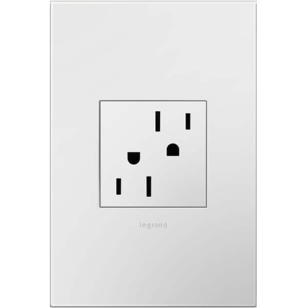 Legrand adorne 15 Amp 125-Volt Tamper Resistant Duplex Outlet with Wall Plate, White