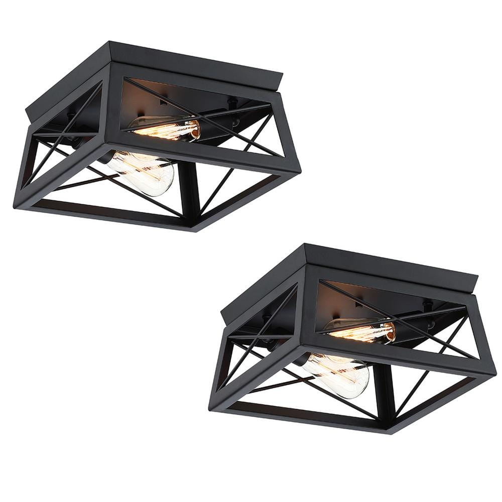 Mousse 12 in. W. 2-Light Flush Mount with Matte Black finish(2-Pack) price history on PriceWatchPro