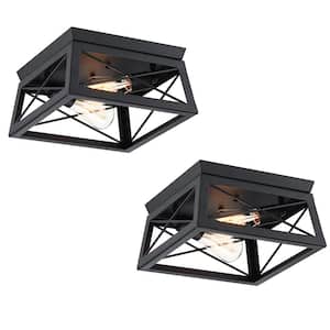 Mousse 12 in. W. 2-Light Flush Mount with Matte Black finish(2-Pack)